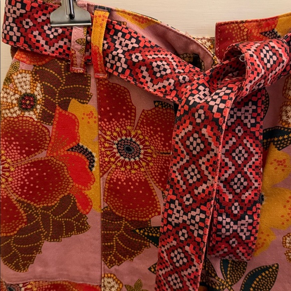 Farm Rio Esperanza Trousers Floral Patchwork Pants with Tie Waist - Picture 4 of 6